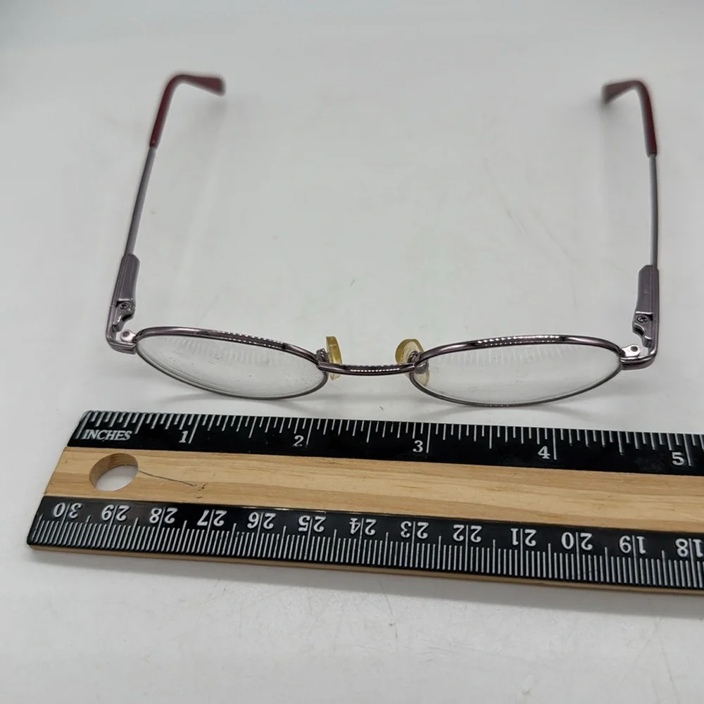 Kids Silver Metal Eyeglasses Frame Spring Arms Pink Endpieces
